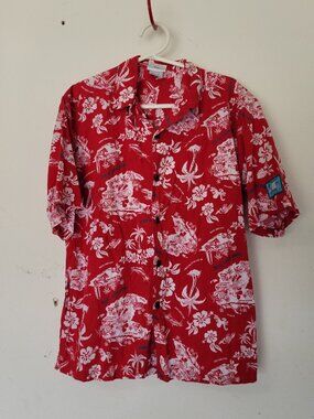 Disneyland Resort Hawaiian Floral Trader Micks Surf Gear Shirt M Medium Disney